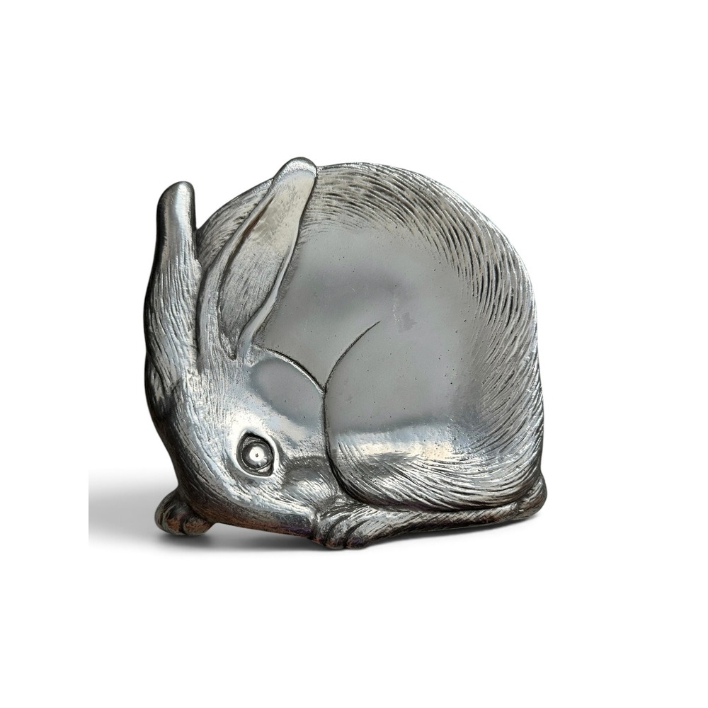 Vintage Arthur Court Rabbit Aluminum Trinket Dish 1988 Bunny Tray Cottagecore